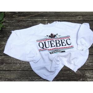 Vtg Quebec Canada Crewneck Sweatshirt Sz Large Goose Maple Leave Graphic Print